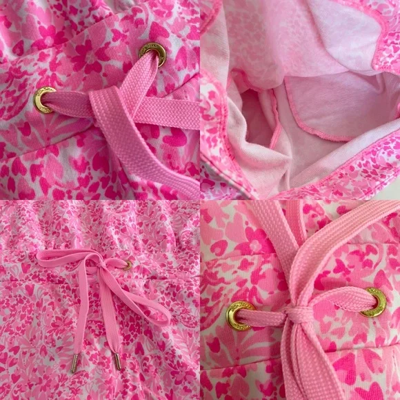 Lilly Pulitzer Short Sleeve Hot Pink Button Up Jorgie Shorts Romper Women’s Sm - Picture 9 of 13